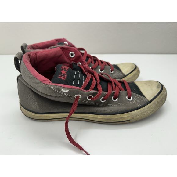 Converse Mens Sneaker Size 9.5 All Star Strret Mid Rise Charcoal Red Womens 11.5 - Picture 1 of 13